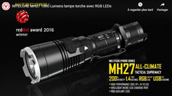 NITECORE MH27 1000 Lumens lampe torche avec RGB LEDs